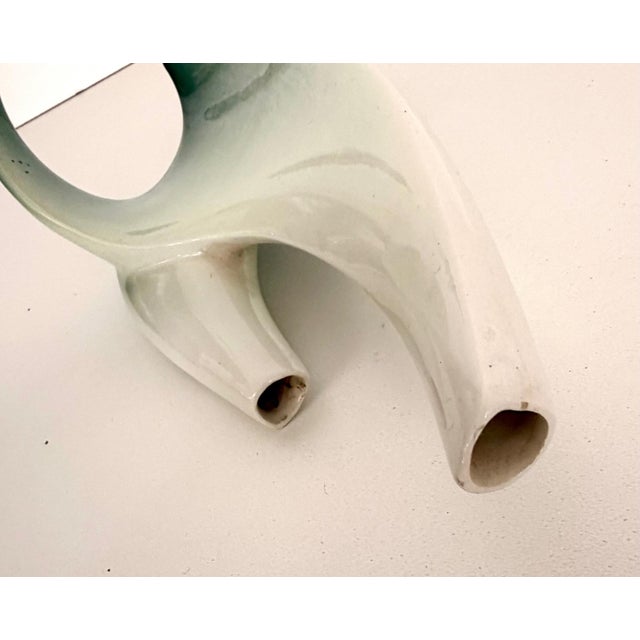 White and Green Ceramic Flower Vase Sculpture attributed to Vibi, Turin, Italy, 1950s For Sale - Image 15 of 16