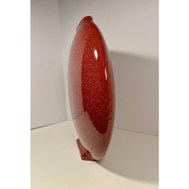 1980s Rare 1980s Dante Baldelli Italy Flat Coral Ceramic Vase 15” Vintage Italian For Sale - Image 5 of 9