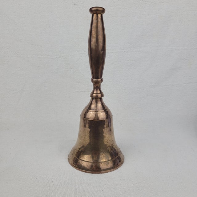 Mid 20th Century Vintage Solid Brass School or Dinner Hand Bell Made in India For Sale - Image 5 of 8