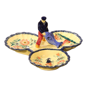 Mid-20th Century French Hand Painted Faience Dish Signed Hb Quimper