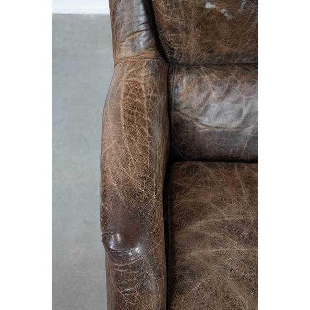 Vintage Brown Cowhide Armchair For Sale - Image 7 of 17