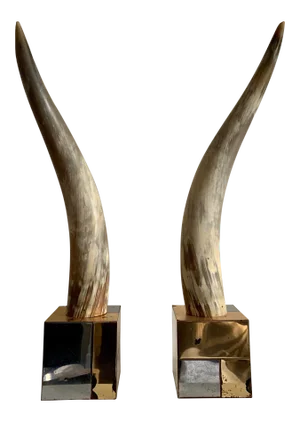 1970s Attributed Paul Evans "Cityscape" Mounted Animal Horn Garnitures - a Pair