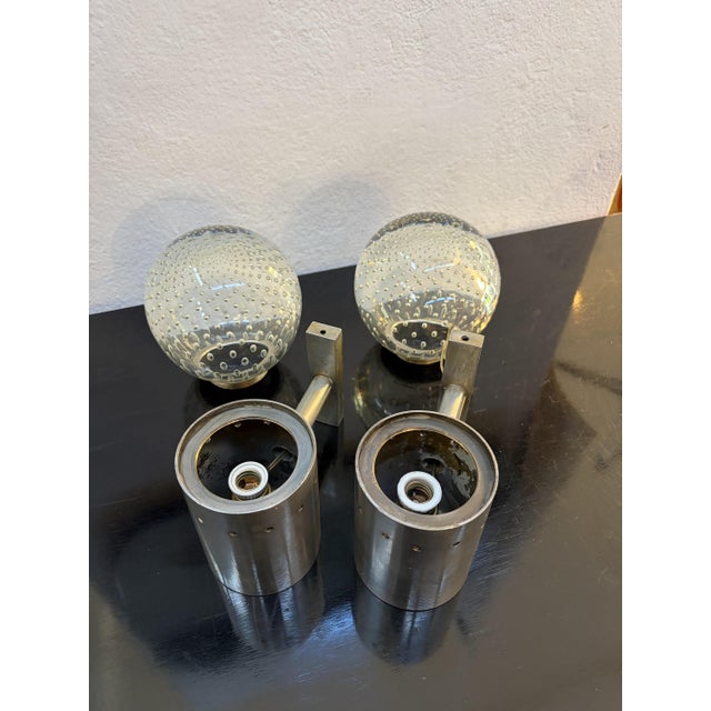 Silver Wall Lamps by Gino Sarfatti for Seguso, Italy, 1950, Set of 2 For Sale - Image 8 of 9