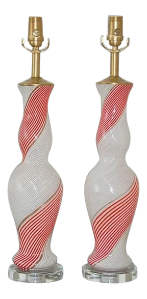 Dino Martens Murano Lamps Red White