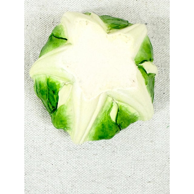 Late 20th Century Vintage Majolica Style Cauliflower Condiment Jar With Spoon For Sale - Image 5 of 11