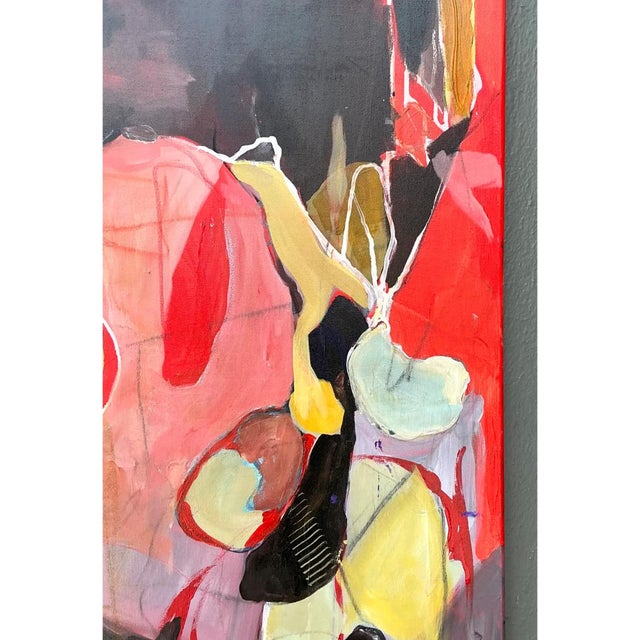 Orange Vintage Abstract Expressionist Oil Painting on Canvas For Sale - Image 8 of 12