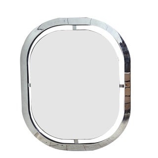 Bauhaus Style Chromed Steel Floating Mirror, France 1950s For Sale