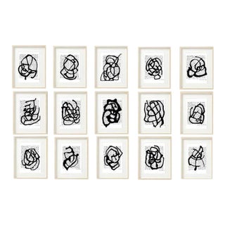 Black & White Abstractions Series (2) – Limited Edition Fine Art Print Collection by Diane Grant - Set of 15 Unframed Prints For Sale