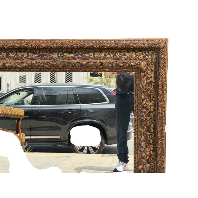 Antique Regency Style Black & Gold Chinoiserie Mirror For Sale - Image 4 of 4