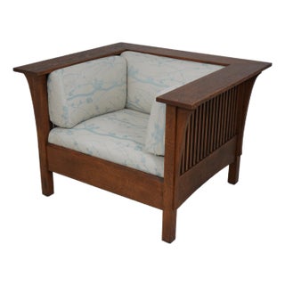 Stickley Mission Oak Arts & Crafts Cube Chair For Sale
