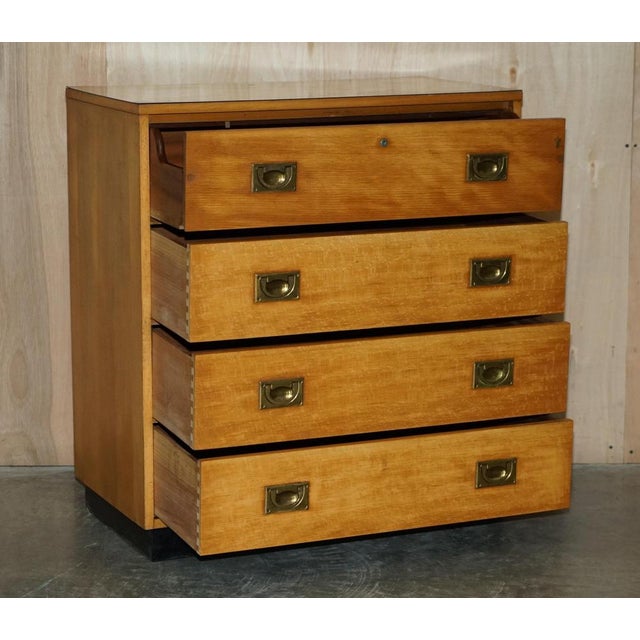 Light Oak Military Campaign Chest of Drawers with Drop Front, 1920s For Sale - Image 14 of 18