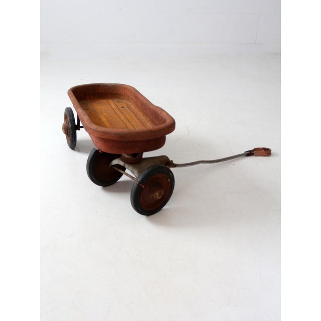 Vintage Red Metal Wagon For Sale - Image 6 of 12