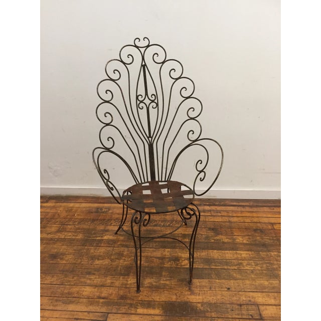 Brown French Garden Chair - Art Nouveau Wrought Iron For Sale - Image 8 of 8