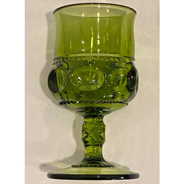 Indiana Glass Kings Crown Green Goblets Set of 3 Chairish