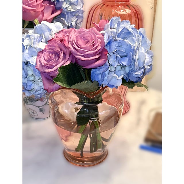 Depression Era Pink Ruffled Glass Vase For Sale - Image 4 of 12