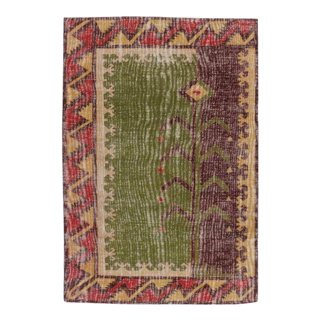 Vintage Turkish Distressed Rug With Rhythmic Geometric Motifs - Rug & Kilim For Sale