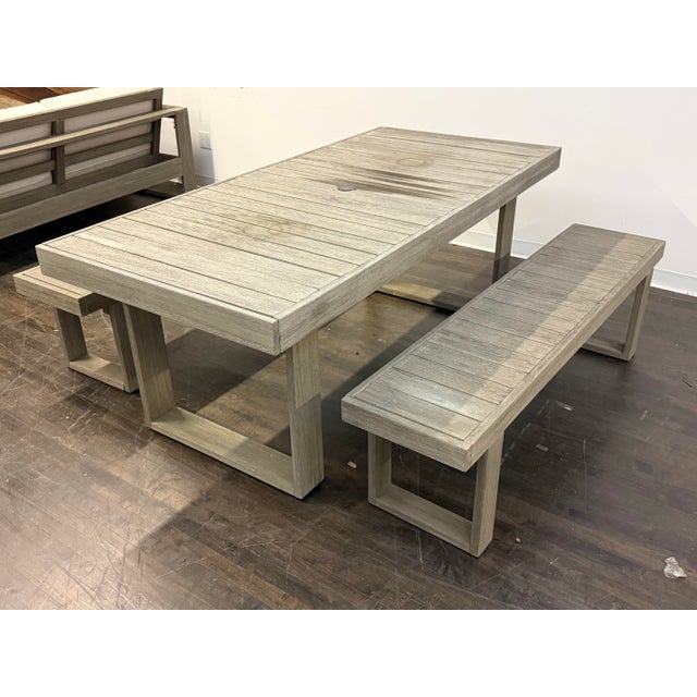 Contemporary West Elm Portside Extension Dining Table + Benches, Set of Three For Sale - Image 3 of 12