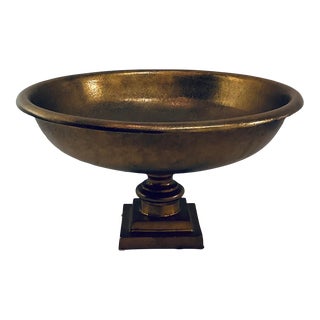 Large Gold Aluminum Pedestal Bowl For Sale