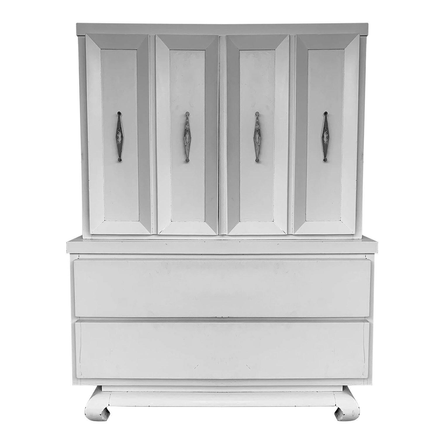 Vintage American of Martinsville White Highboy Dresser Asian Style Ming