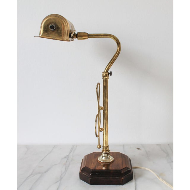 Vintage Brass Adjustable Musical Note Piano Lamp For Sale In Milwaukee - Image 6 of 18