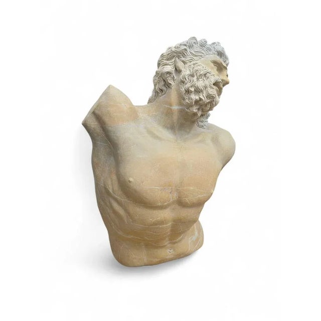 White Italian Artist, Large Hand-Carved Torso of a Faun, 1970, Stone For Sale - Image 8 of 10