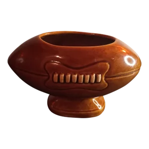 1980s Haeger Glazed Ceramic Football Vase Planter