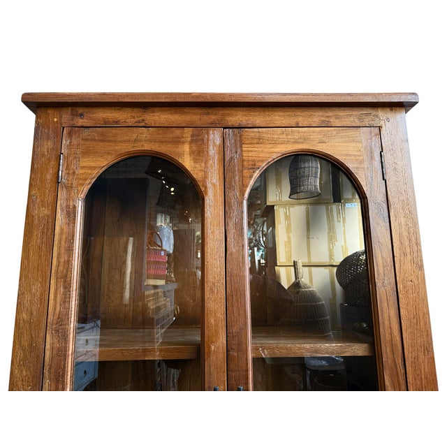 2020s Salvaged Wood Arch Glass Farmhouse Display Cabinet For Sale - Image 5 of 11