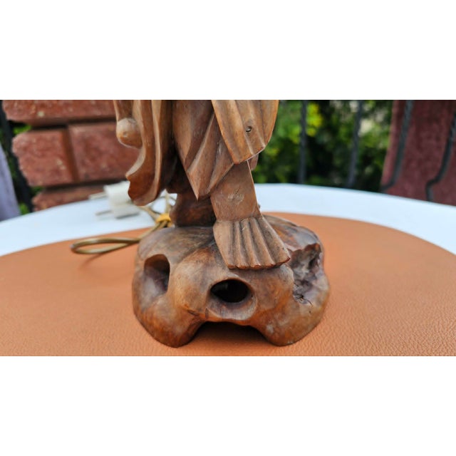 Chinese Carved Wood Desk Lamp, 1950s-1960s For Sale - Image 9 of 14
