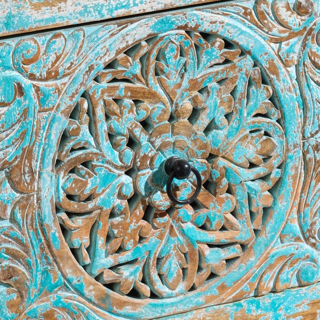 Blue Distressed Blue Six-Drawer Chest, 1950s For Sale - Image 8 of 10