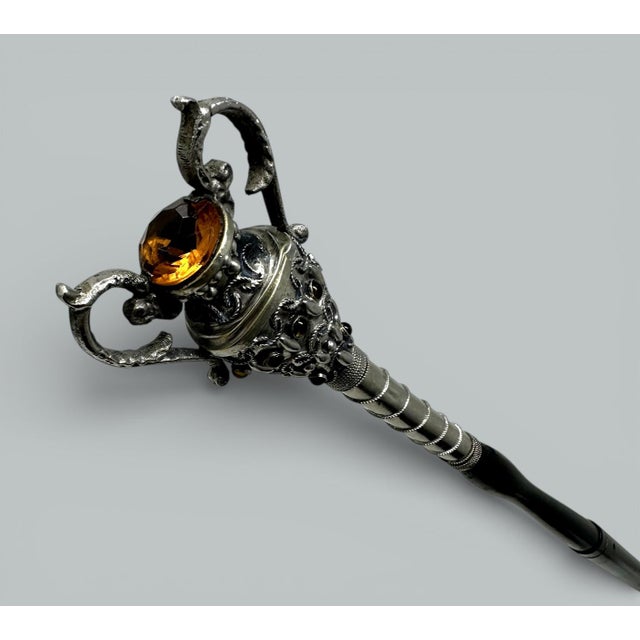 Antique Lady Gentlemans Sword English Walking Stick Cane Sterling Silver Wooden For Sale - Image 10 of 11