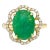 3.6 Carat Cabochon Emerald and Diamond Flower Halo 18k Gold Ring Size 6 For Sale