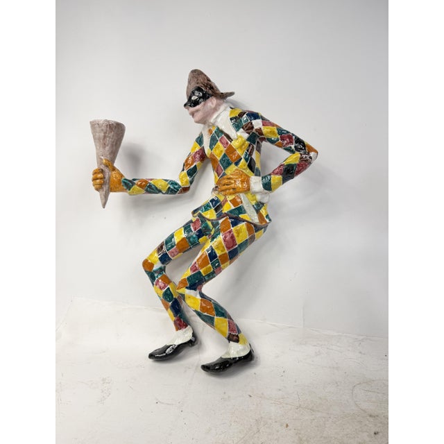 Antique Terracotta Harlequin Sculpture, Italy, 1950s For Sale - Image 9 of 14