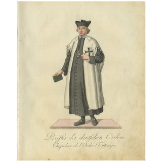 Schwan, Chaplain of the Teutonic Order, 1791, Hand-Colored Engraving For Sale