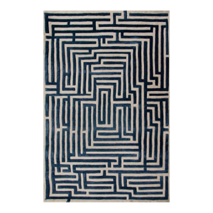 4x6 Navy Blue Anatolia Hand-Tufted Geometric Maze Area Rug