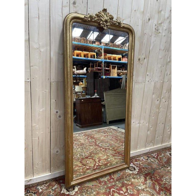 Wood Louis Philippe Mirror with Pediment For Sale - Image 7 of 9