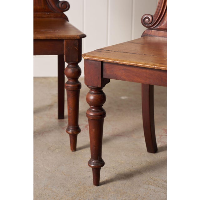 Pair of Late 19th Century Victorian Hall Chairs With Petite Floral Cravings For Sale - Image 10 of 10