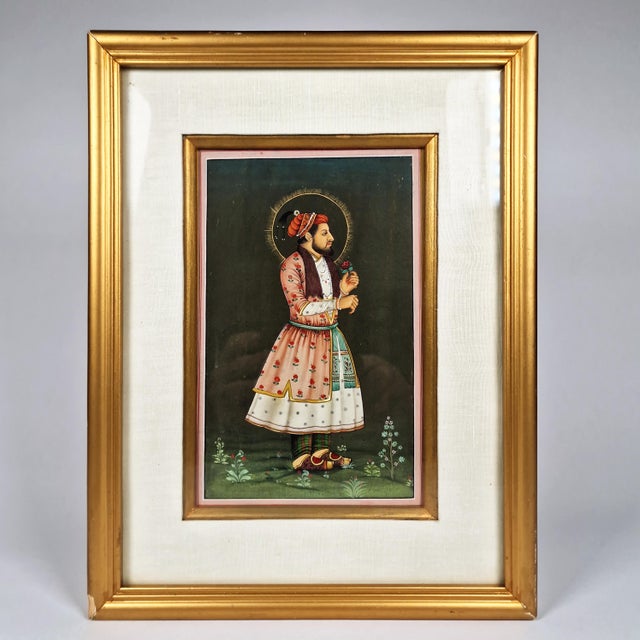 Mid 19th Century Indian School Antique Manuscript Painting of Mughal Emperor Shah Jahan For Sale - Image 10 of 11