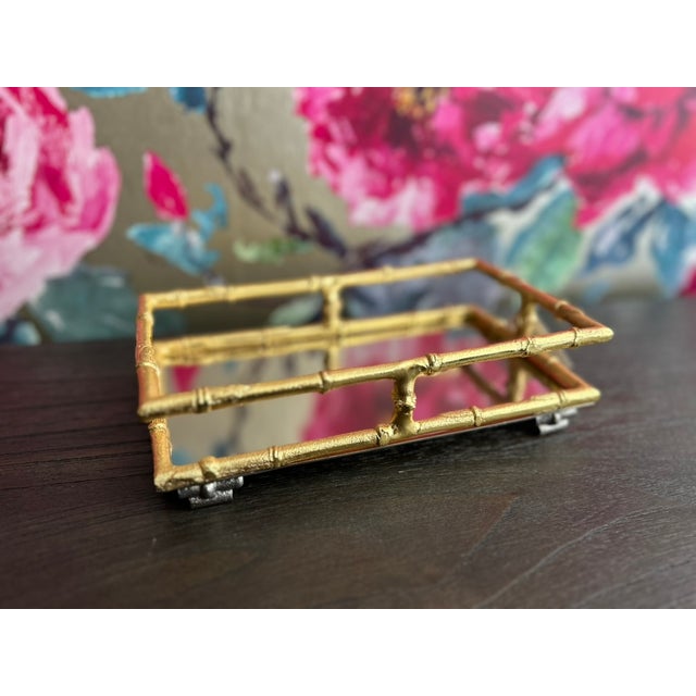 Chinoiserie Gold Bamboo Napkin / Towel Tray For Sale - Image 3 of 7