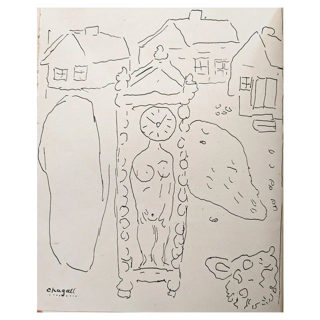 Marc Chagall, Clock, Original Lithograph, 1950 For Sale