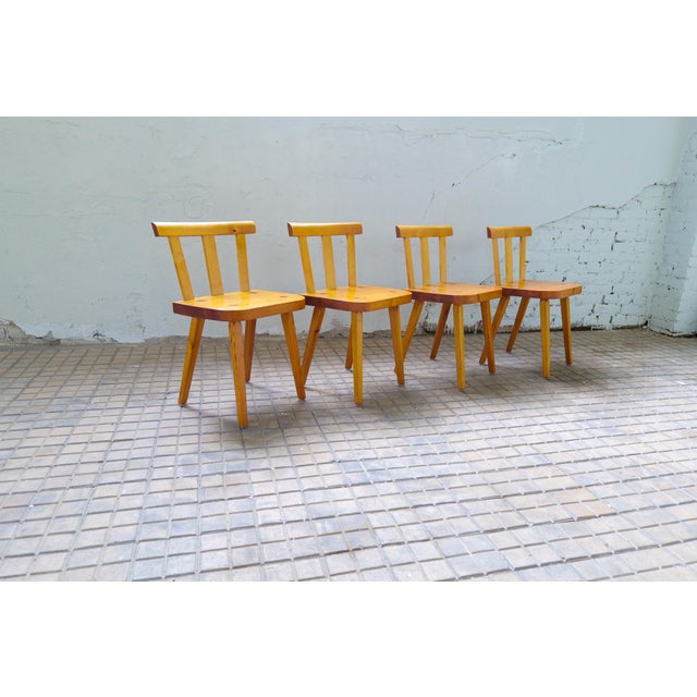 Vintage Swedish Pine Dining Chairs, Set of 4 For Sale - Image 3 of 16