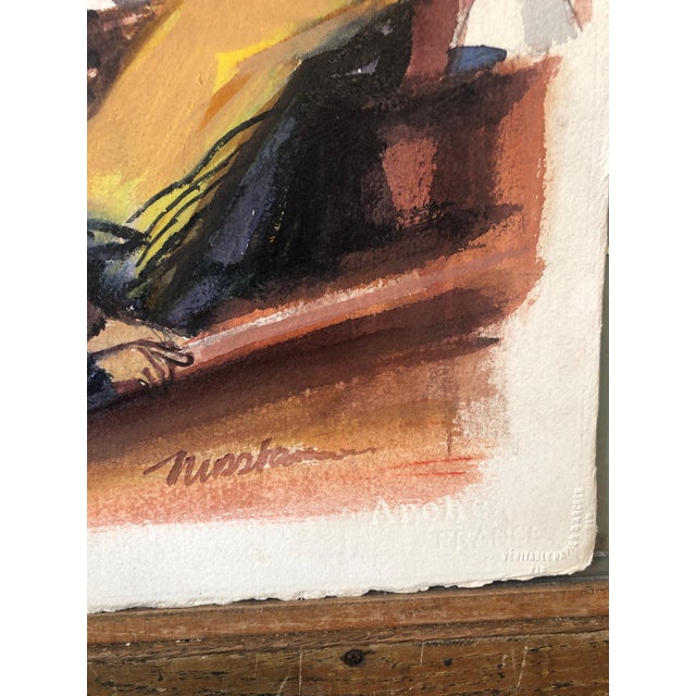 Ervin B. Nussbaum, Modernist American Judaica Painting Synagogue Interior Ladies Section WPA Era For Sale - Image 9 of 11
