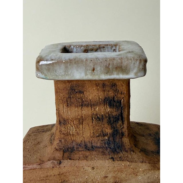 This rare Scandinavian modern vase by **Curt Addin**, crafted in Sweden in the 1970s, perfectly balances organic texture...