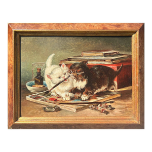 19th Century Kittens Playing with a Paintbrush