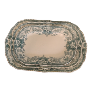 Late 19th Century Stanley Pottery Blue Melba Pattern Serving Platters- Set of 3