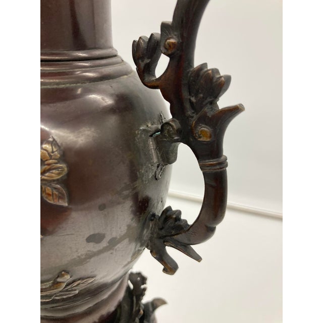 Metal Meiji Period Large 19th Century Japanese Bronze Vase Urn Dragon Heads 18'' For Sale - Image 7 of 18