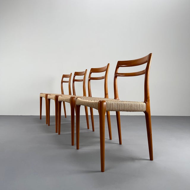 Mid-Century Modern Danish Teak and Papercord Weave Chairs, 1960s, Set of 4 For Sale - Image 3 of 14