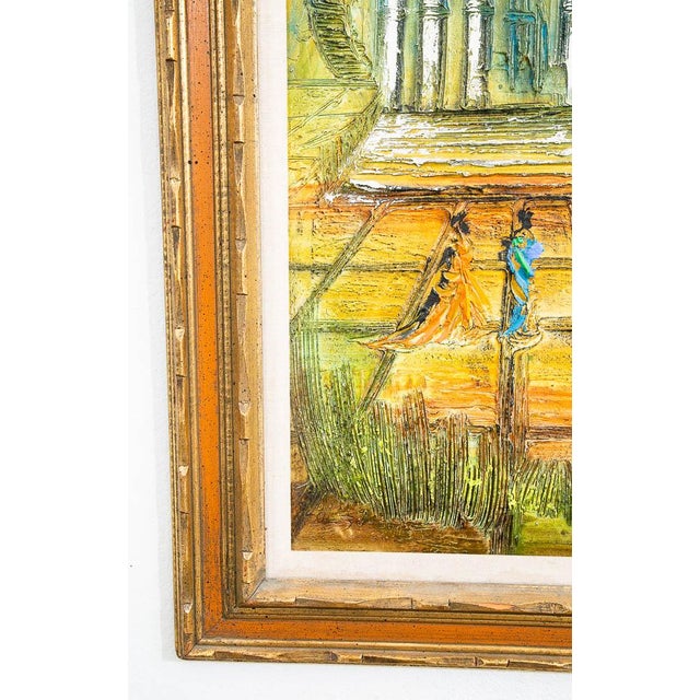Mid Century Modern Art Original Textured Painting Van Hoople Large Hillside MCM For Sale In Sacramento - Image 6 of 12