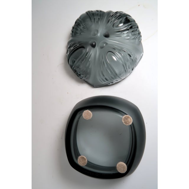 Art Deco Lalique (France) - Exquisite Smoke Gray (Rarest Color!) Clear and Frosted "Mirabel" Powder Box, Retired. For Sale - Image 3 of 13