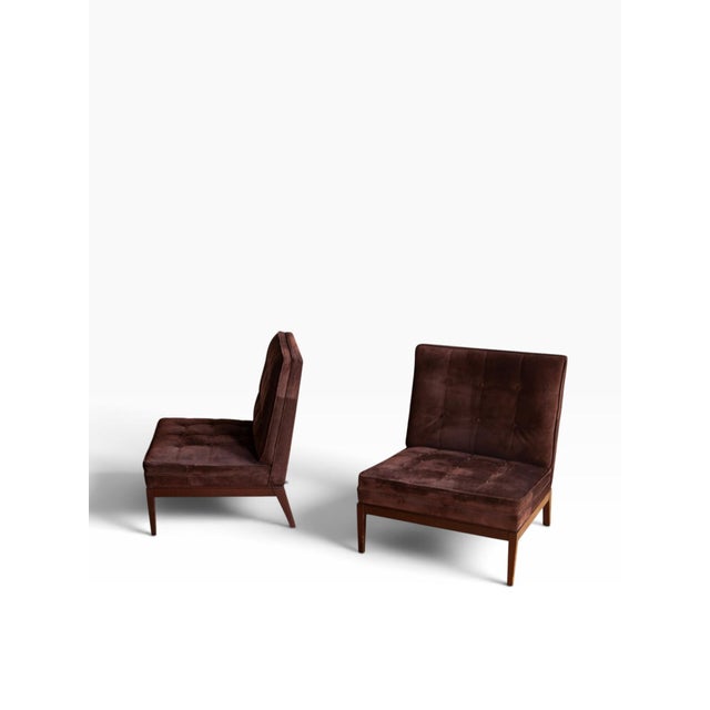 George Smith Pair of George Smith "Norris" Slipper Chairs in Brown Suede. 2010s For Sale - Image 4 of 7