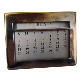 Midcentury Silver Plated Desk Calendar Holder For Sale
